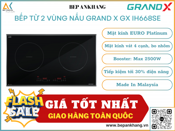 Bếp từ 2 vùng nấu Grand X GX IH668SE - Made In Malaysia